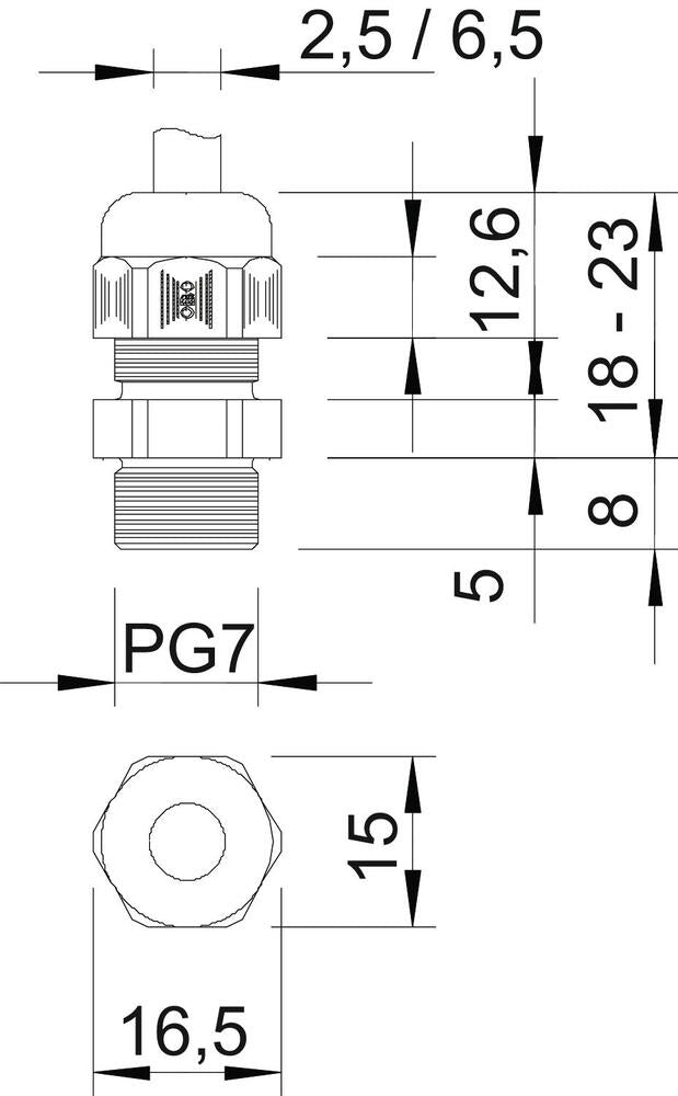 PG7 IP68 Cable Gland With Strain Relief RAL 7001 - 2022605 [10 Pieces]
