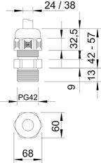 IP68 PG42 Cable Gland With Strain Relief - 2022699