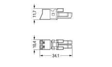 Wago 890-1102 2-Pole Female Connector 250V 16A Blue - 890-1102 [2 Pieces]