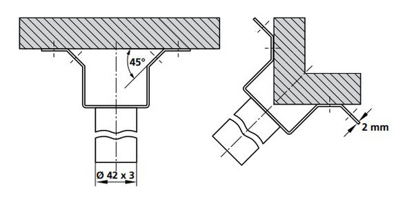 Universal Wall Mount Bracket 42mm Galvanized Steel - 200404