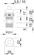 IP68 PG11 Cable Gland With Strain Relief - 2024195 [5 Pieces]