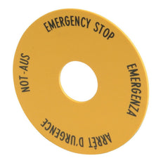 Emergency Stop Label 90mm Multilingual Yellow - 216465