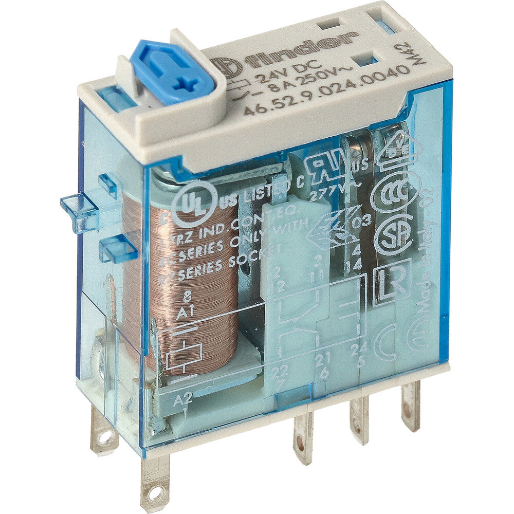 Finder 46.52 Mini Industrial Relay 8A 24VDC 2CO - 46.52.9.024.0040