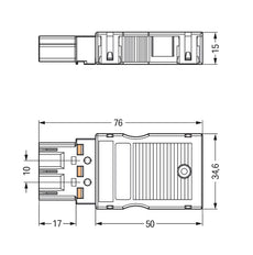 WAGO 3-Pole Shorting Plug With Strain Relief Housing - 770-113/147-000