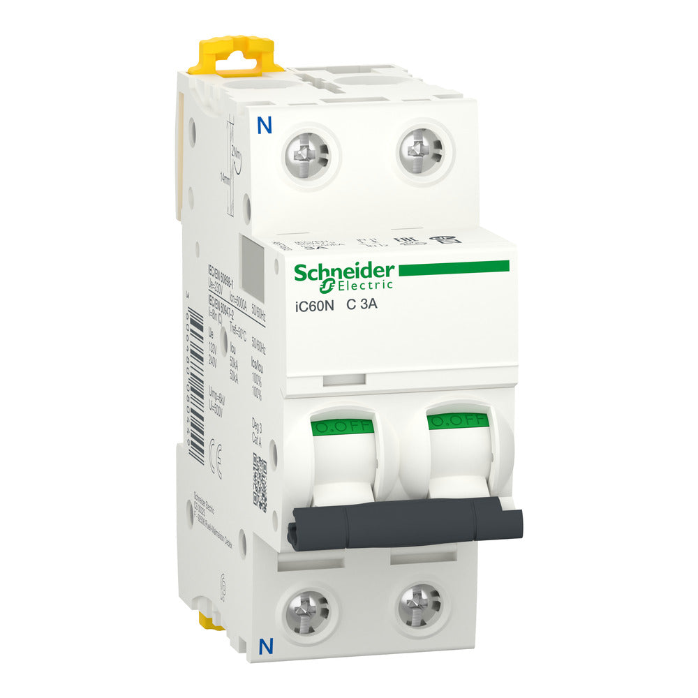 Schneider Electric IC60N 3A C-Curve MCB Single Pole Plus Neutral - A9F74603