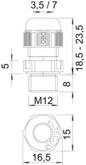 OBO V-TEC M12 IP68 Cable Gland With Strain Relief - 2022843 [10 Pieces]