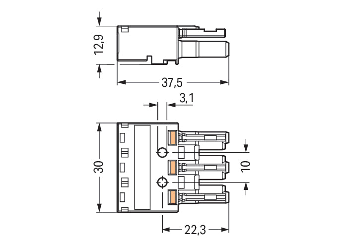 WAGO 770-203 WINSTA MIDI 3-Pole Female Connector Black - 770-203 [100 Pieces]