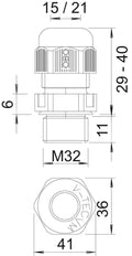 M32 IP68 Metric Cable Gland With Strain Relief RAL7035 - 2022870 [2 Pieces]