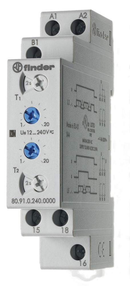 Finder 80.91 Timer Relay 16A 240V Asymmetrical Flasher - 80.91.0.240.0000