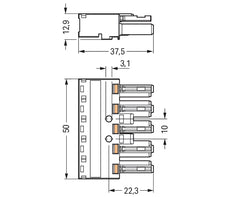 Wago 770-1105 5-Pole Female Socket With Strain Relief - 770-1105