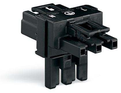 Wago 3-Pole T-Distribution Connector Black - 770-606
