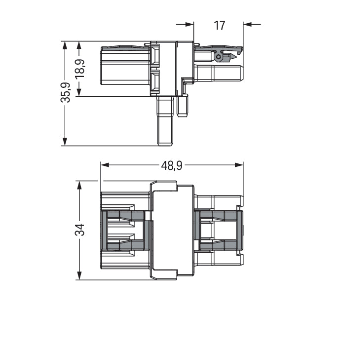 Wago 3-Pole T-Distribution Connector Black - 770-606