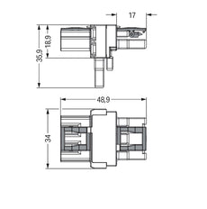 Wago 3-Pole T-Distribution Connector Black - 770-606