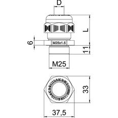 Explosion-Proof M25 Cable Gland IP68 Polyamide Black - 2050331 [2 Pieces]