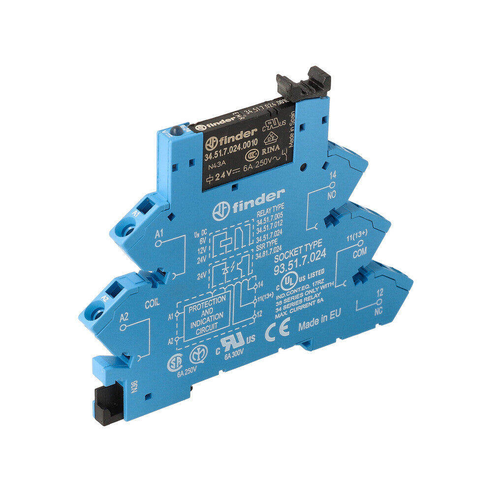 Finder 38.61 Interface Relay Module 6A 24VDC Screwless - 38.61.7.024.0050