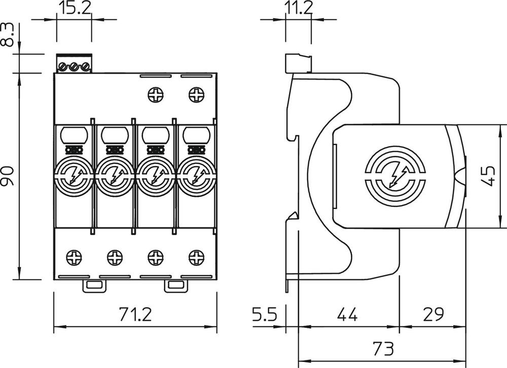 OBO V20 Type 2 Surge Protector 3P+NPE 280V 40kA - 5095333