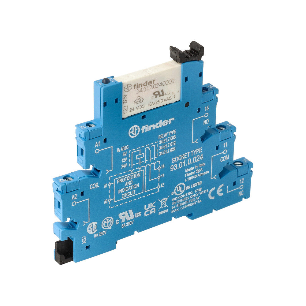 Finder Interface Relay 6A 24V AC/DC With Socket - 38.51.0.024.0060S