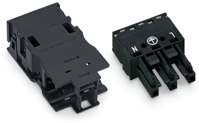 3-Pole Socket With Strain Relief 4mm Black - 770-203/035-000