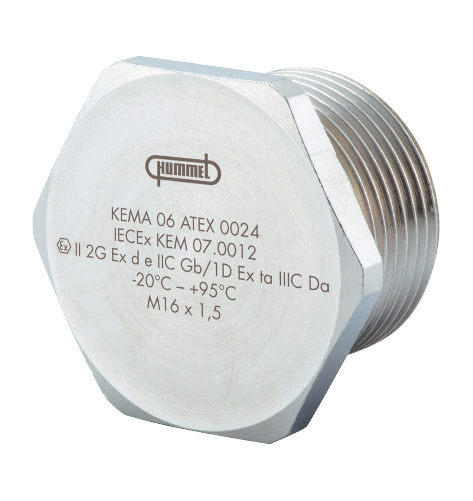 Hummel M20x1.5 Nickel Brass Ex-d Blind Plug - 1875200050