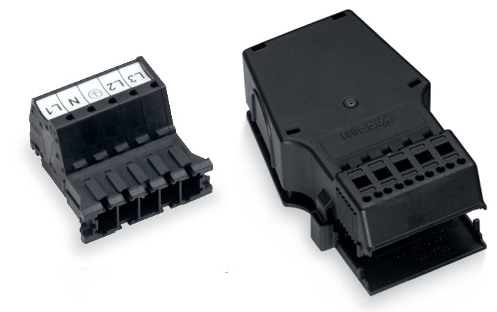 Wago 5 Pole Strain Relief Connector 6mm Black - 831-3205/1020-004 [5 Pieces]