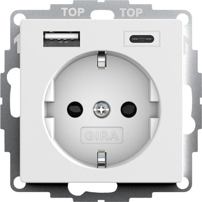 Gira System 55 Dual USB Wall Socket With Child Protection - 245927