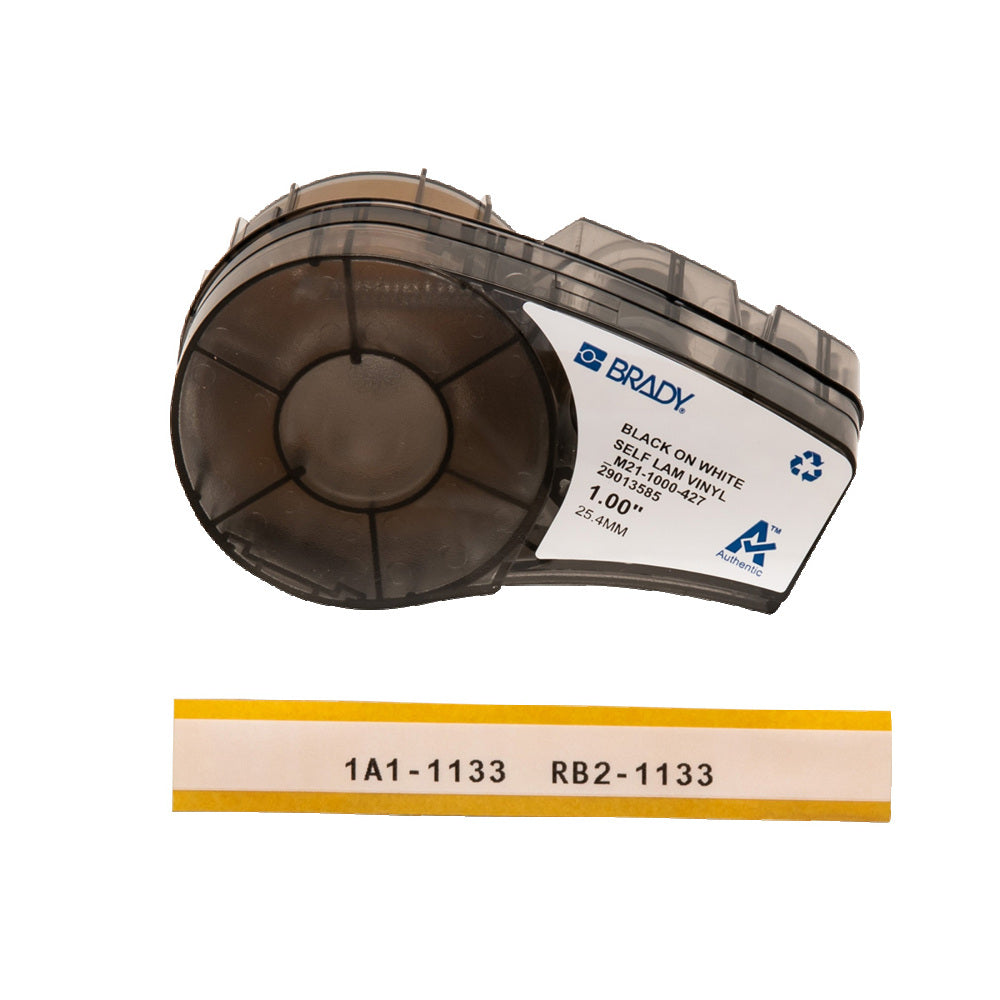 Brady M211 Self Laminating Wire Label 25.4mm Black White - 110928