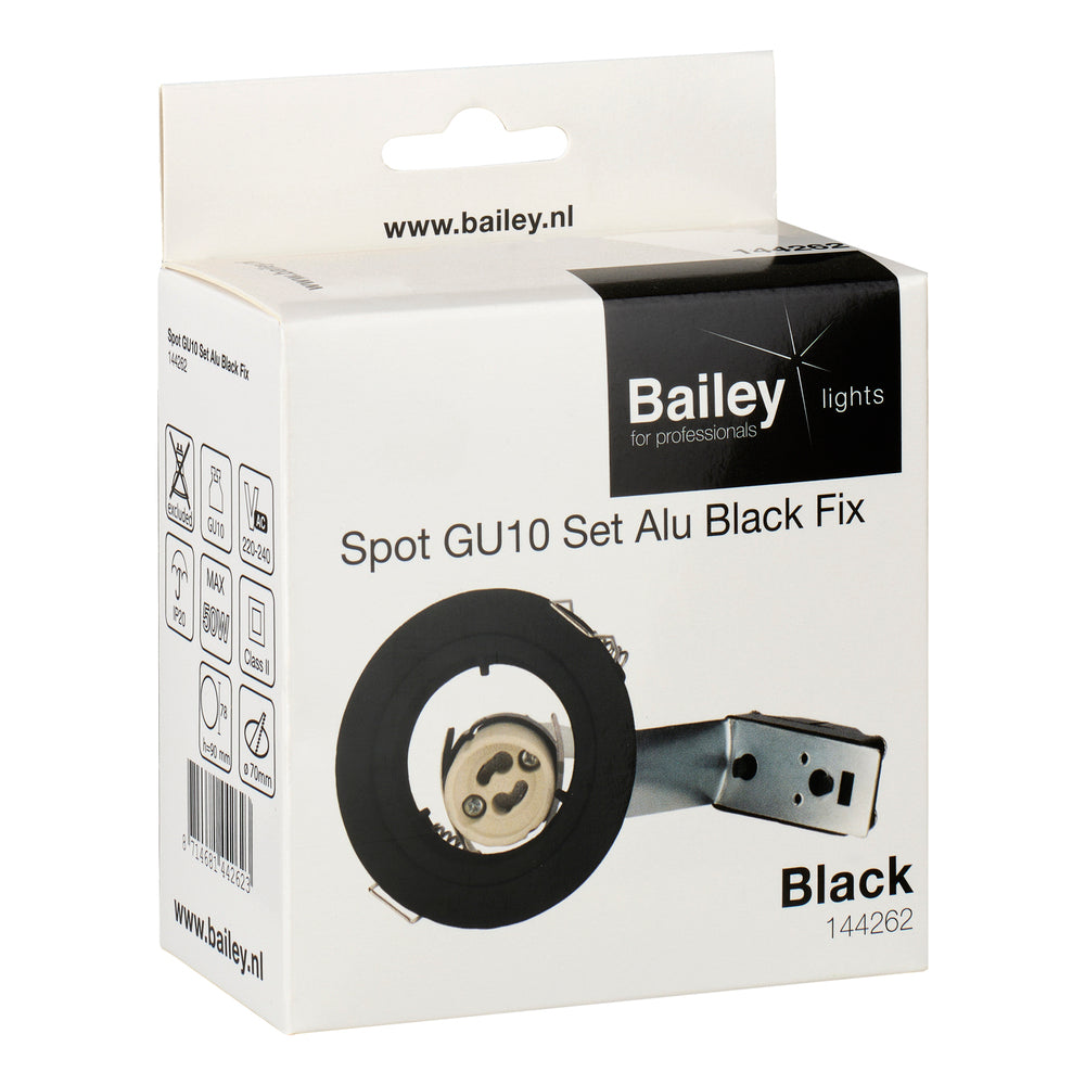 Fixed GU10 Recessed Spotlight Black Aluminum Frame - 144262