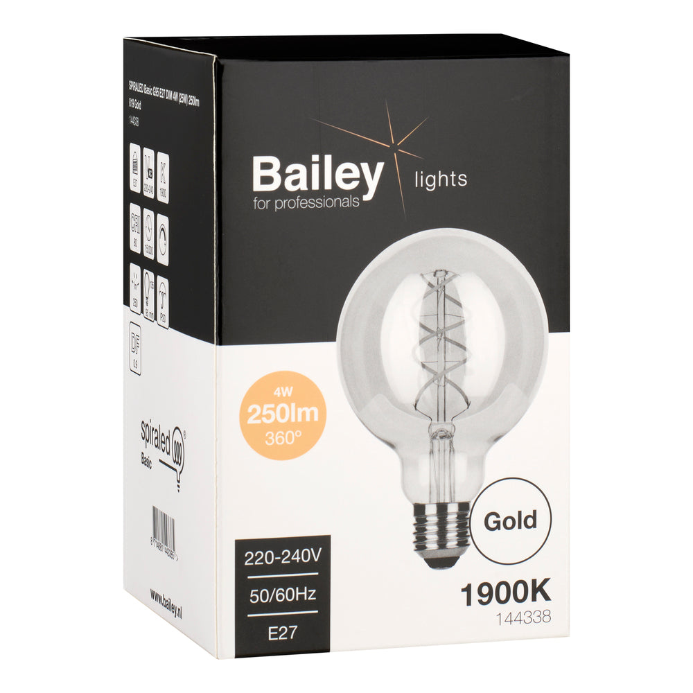 Bailey Spiraled Basic G95 LED Filament Globe Lamp E27 4W Gold - 144338