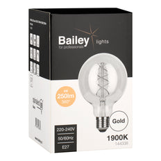 Bailey Spiraled Basic G95 LED Filament Globe Lamp E27 4W Gold - 144338