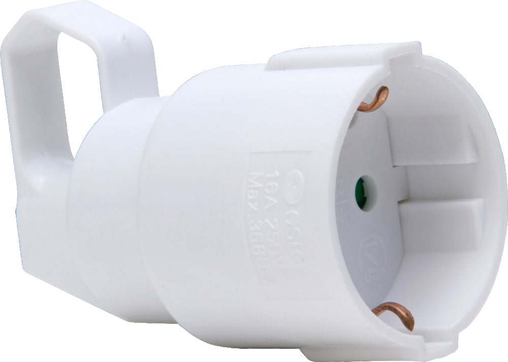Grounded Side Entry Power Socket With Pull Ring 16A White - 183213008 [10 Pieces]