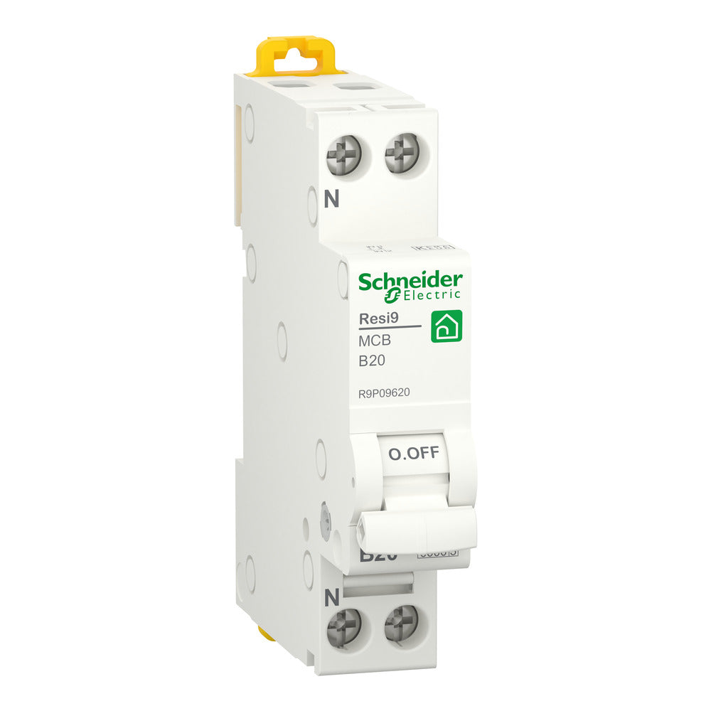 Schneider Electric Resi9 MCB 20A Single Pole Plus Neutral - R9P09620