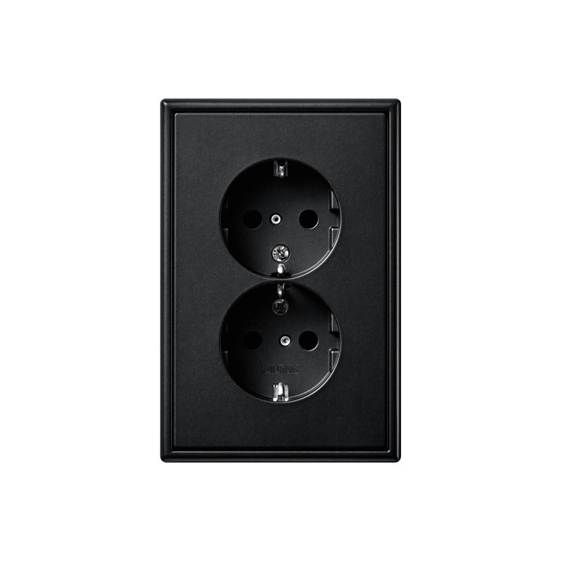 Jung LS990 Double Socket Outlet Matt Black - LS5015KISWM