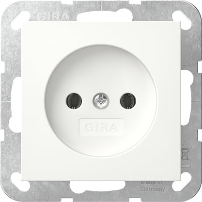 Gira System 55 Non-Grounded Socket 16A 250V Pure White Matt - 448027