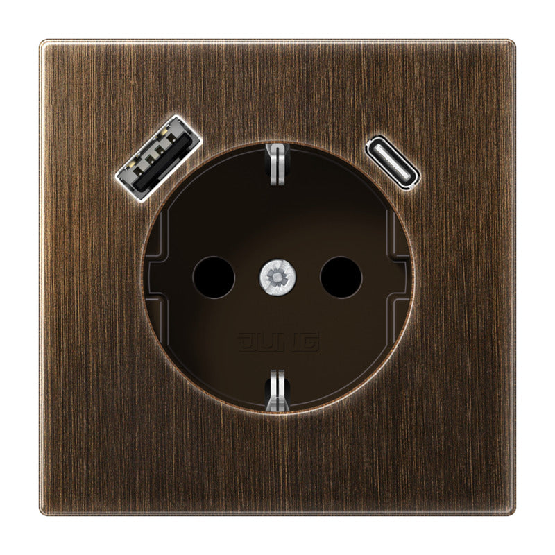 Jung Antique Brass Wall Socket With USB A And C Ports - ME1520-15CAAT