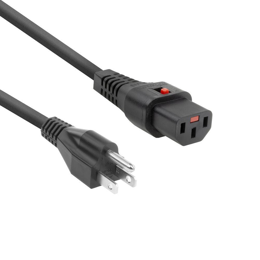 USA Power Cord With IEC Lock C13 2M Black - AK5063