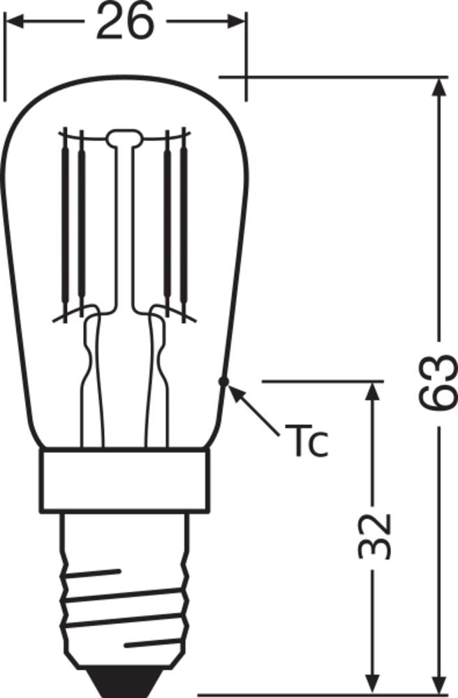 LED Special T26 Refrigerator Bulb 2.8W E14 Clear - 4099854066498