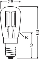 LED Special T26 Refrigerator Bulb 2.8W E14 Clear - 4099854066498