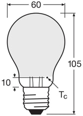 LED Classic A60 Frosted E27 6.5W 827 Filament Bulb - 4099854062421 [2 Pieces]