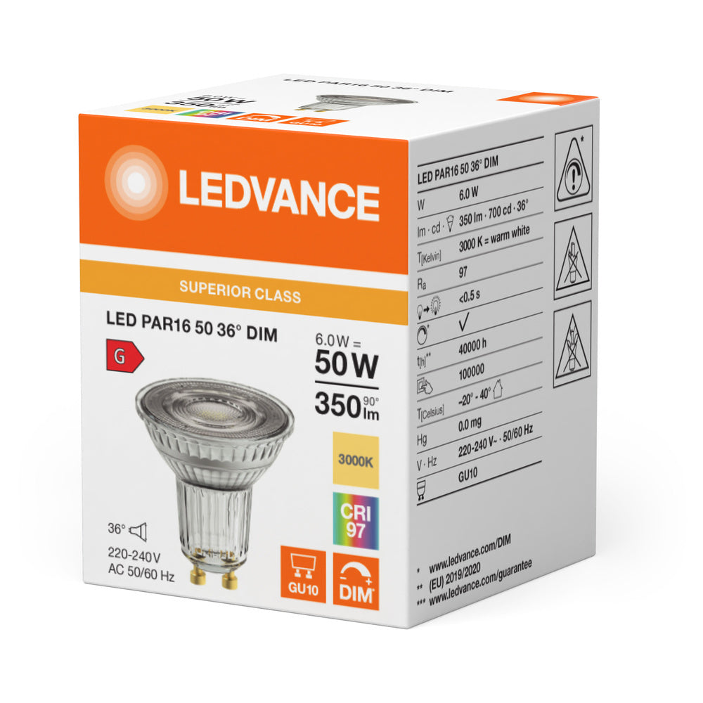 LEDVANCE Superior LED PAR16 GU10 6W 930 Dimmable Spot - 4099854059032