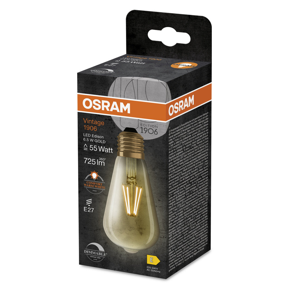 Vintage 1906 LED Edison Dimmable Gold E27 6.5W 2400K - 4099854081514