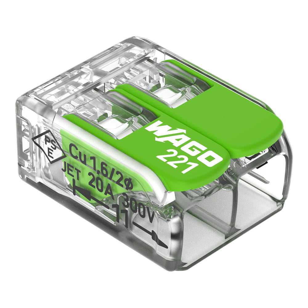 WAGO 221-422 Dual Lever Connector 4mm² Green Range - 221-422 [100 Pieces]