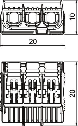 Universal 3-Wire Lever Terminal Block 450V 32A - 2054423 [75 Pieces]
