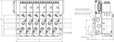 G1/4'' 12x Pneumatic Valve Terminal 24V DC 1.5-8bar/21.0-112psi Multi-pole E.MC