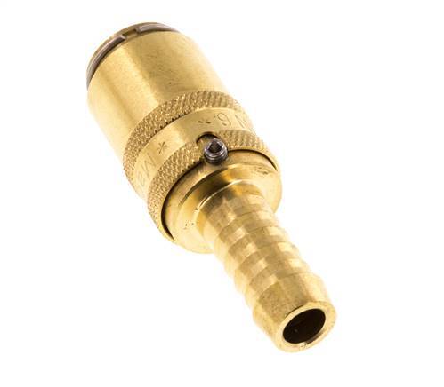 Brass DN 6 Mold Coupling Socket 9 mm Hose Pillar Unlocking Protection Double Shut-Off