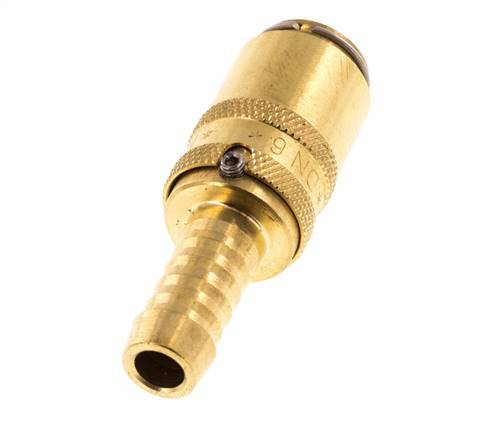 Brass DN 6 Mold Coupling Socket 9 mm Hose Pillar Unlocking Protection Double Shut-Off