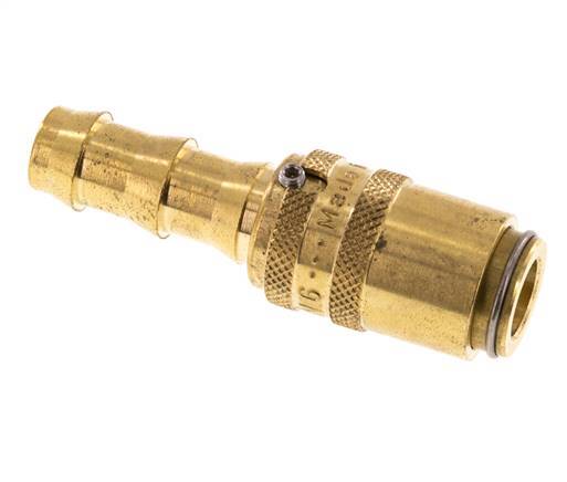 Brass DN 6 Mold Coupling Socket 9.5 mm Hose Pillar Unlocking Protection Double Shut-Off