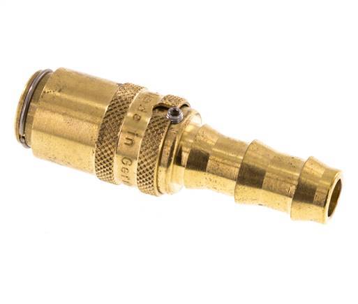 Brass DN 6 Mold Coupling Socket 9.5 mm Hose Pillar Unlocking Protection Double Shut-Off