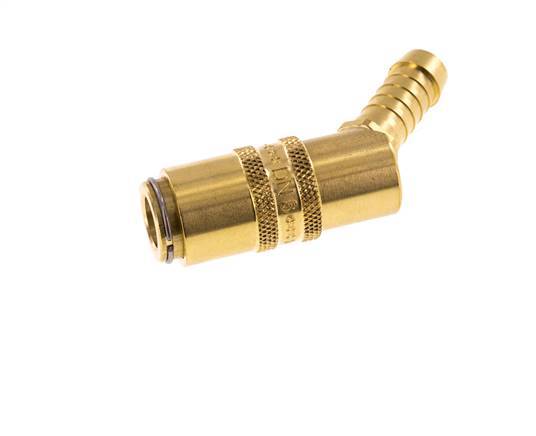 Brass DN 6 Mold Coupling Socket 9 mm Hose Pillar Double Shut-Off 45-deg