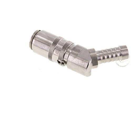 Stainless Steel DN 6 Mold Coupling Socket 9 mm Hose Pillar Double Shut-Off 45-deg