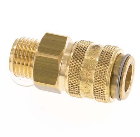 Brass DN 6 Mold Coupling Socket G 1/4 inch Male Threads Double Shut-Off
